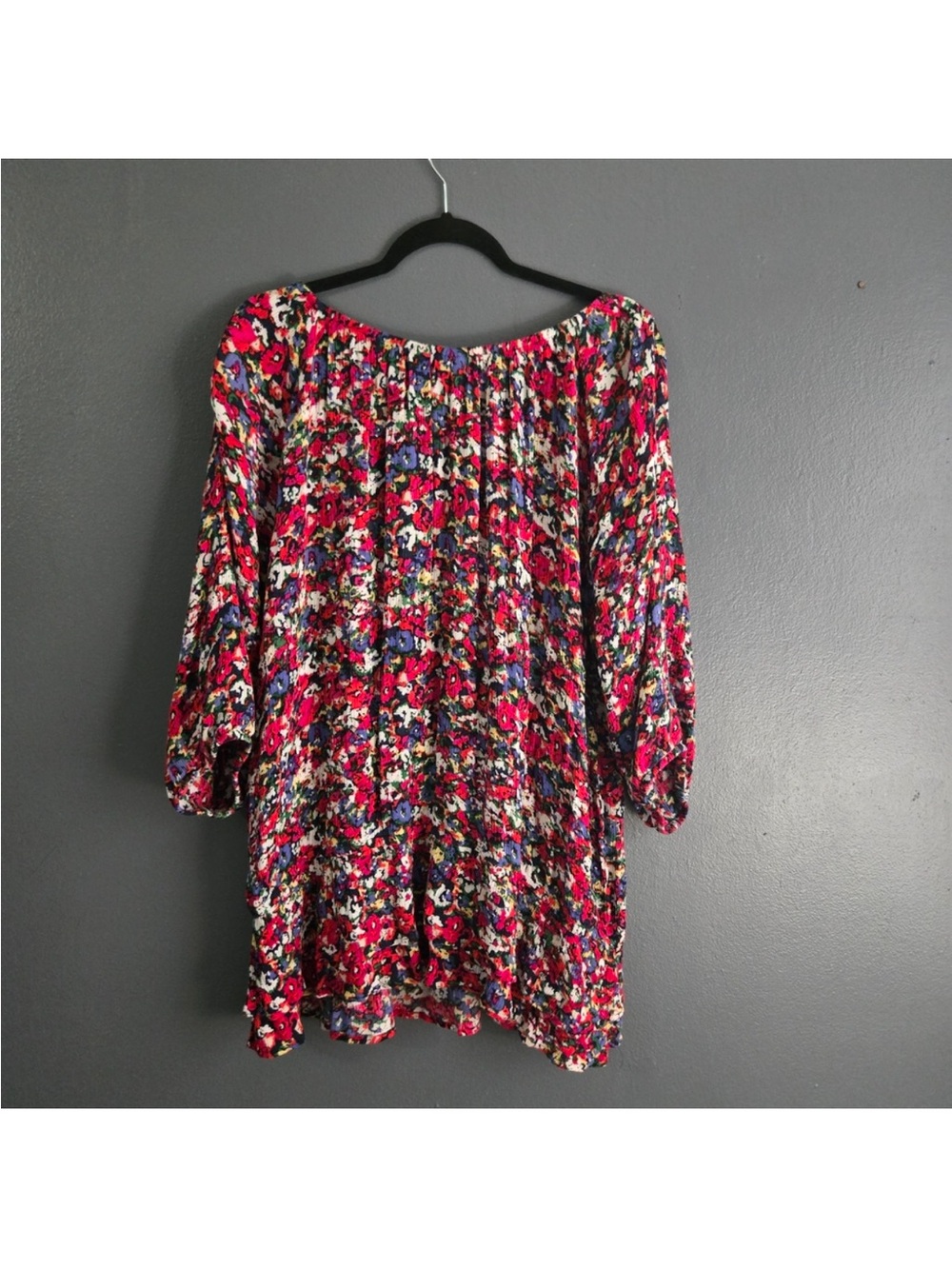 Westbound Red Floral Peasant Boho Women's 2X Blouse